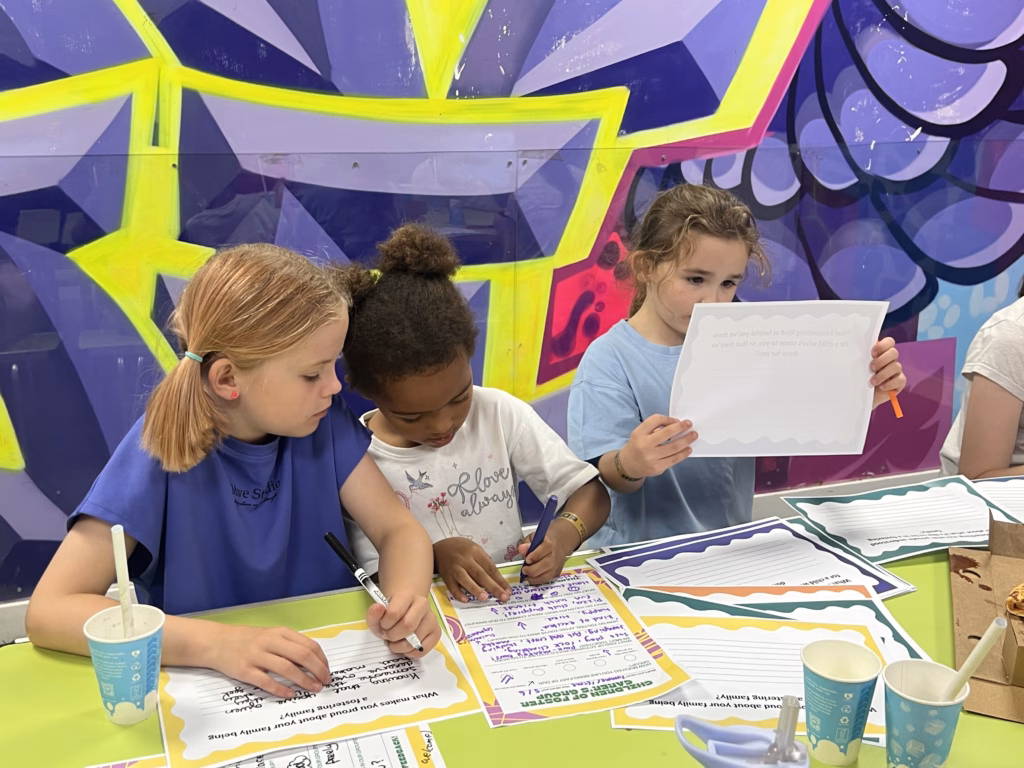 Children writing. 